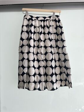 VGUC Anne Klein Black Midi Skirt with White Polka Dots Size 6